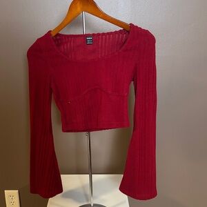 SHEIN Burgundy Ribbed Crop Top
